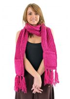 Echarpe mouffle pure laine rose indien