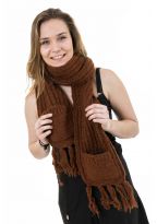 Echarpe mouffle pure laine marron clair