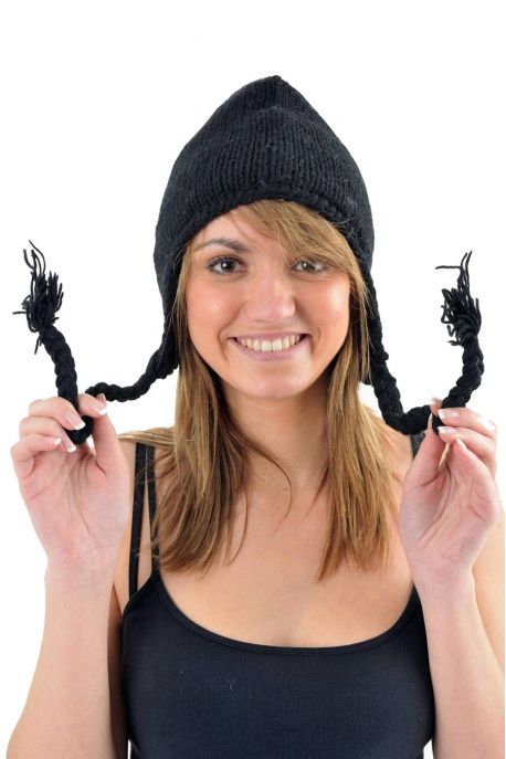 Bonnet laine douce du Nepal double polaire Noir