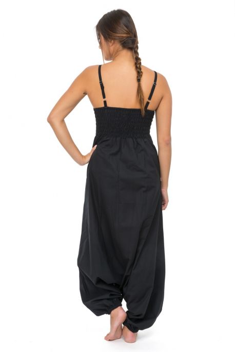 Combi sarouel femme ethnique imprime python noir gris
