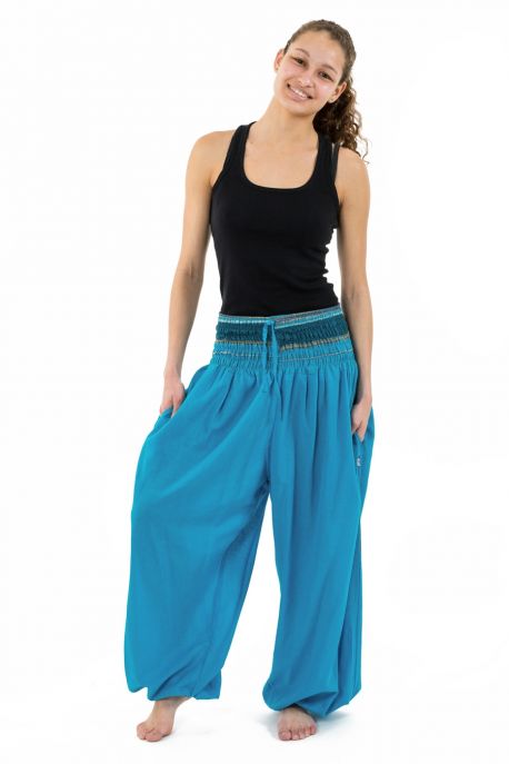 Pantalon sarouel baba cool chic turquoise sari brillant Manha