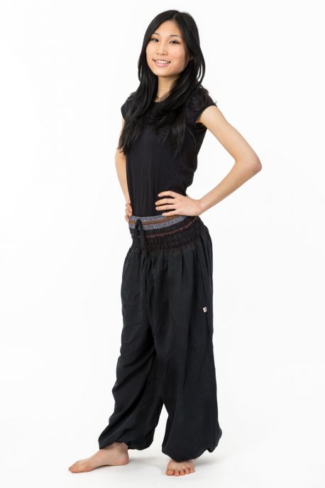 Pantalon saroual bouffant noir sari brillant Kevah