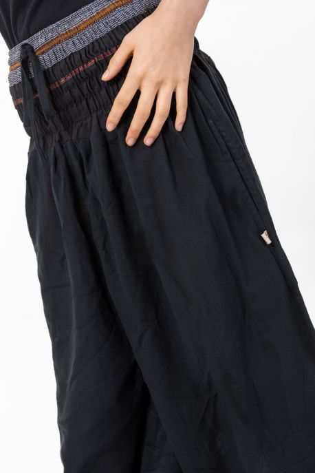 Pantalon saroual bouffant noir sari brillant Kevah