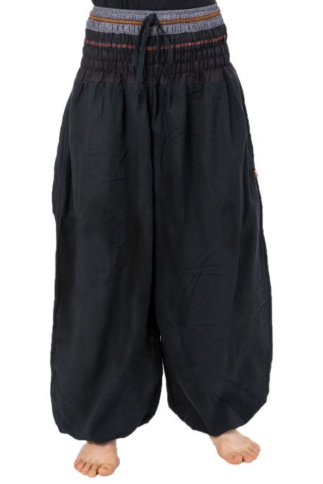 Pantalon saroual bouffant noir sari brillant Kevah