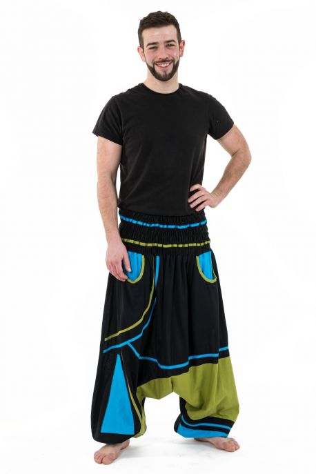 Sarouel elastique grande taille mixte noir bleu vert Neonew