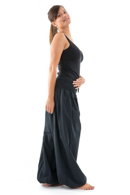 Pantalon elastique bouffant femme noir uni Mia personnalisable