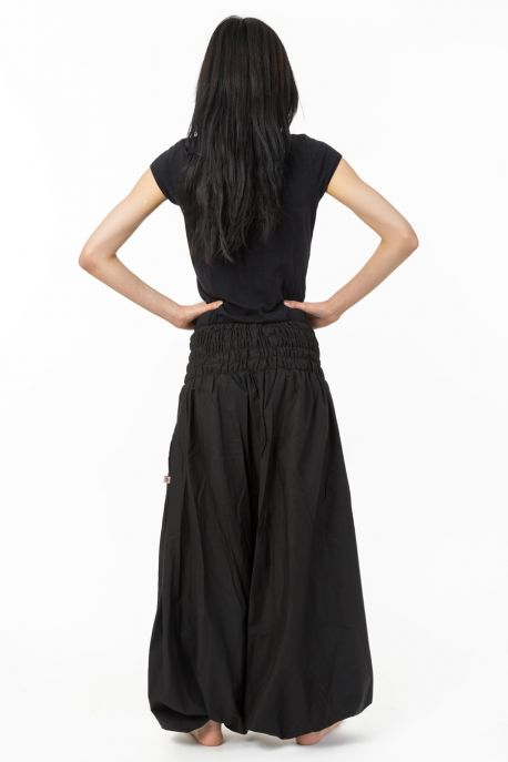 Sarouel ethnique grande taille mixte coton doux noir