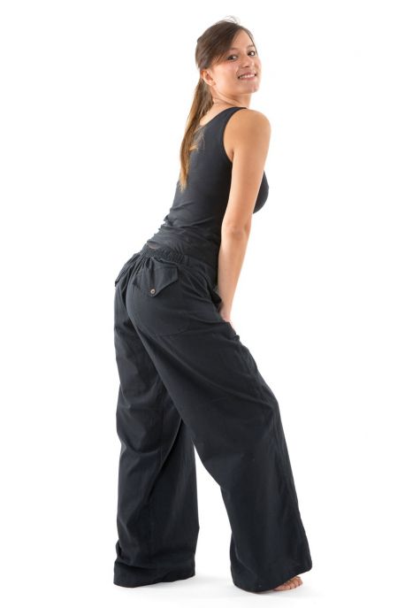 Pantalon femme homme hiver zen chic noir uni personnalisable