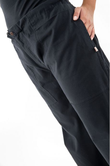 Pantalon femme homme hiver zen chic noir uni personnalisable