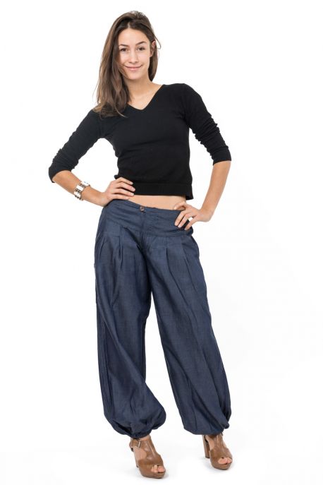 Pantalon denim ethnic street chic femme Nidana