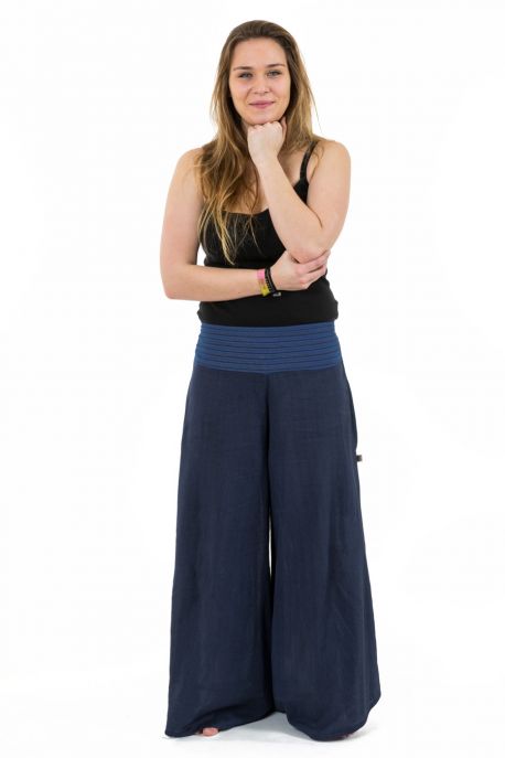Pantalon ethnique leger navy blue chine et rayures Nausika