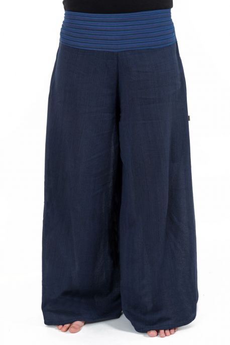 Pantalon ethnique leger navy blue chine et rayures Nausika
