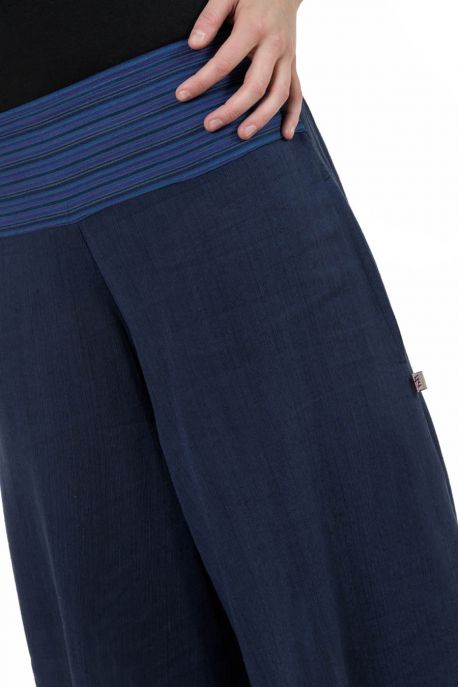 Pantalon ethnique leger navy blue chine et rayures Nausika
