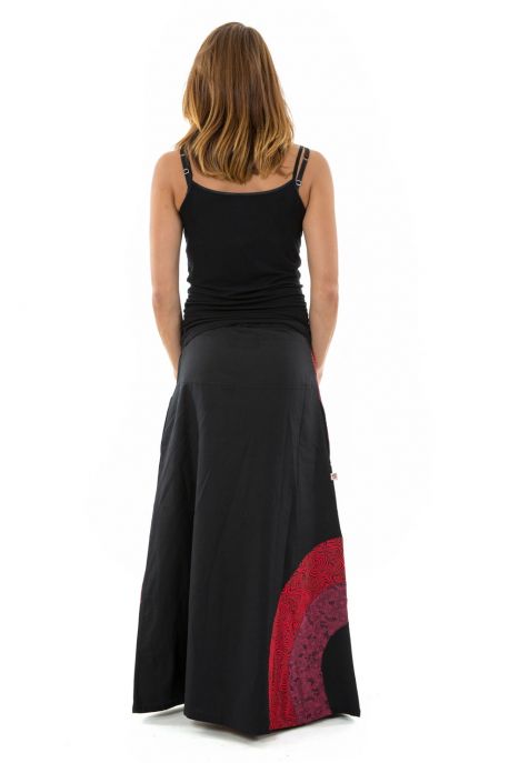 Jupe longue psychedelic nepali dream noir rouge hiver personnalisable