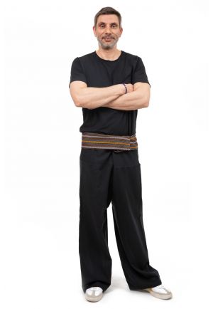 FANTAZIA Pantalon Thai Graphic Ethnic Phikah - Taille Unique Noir
