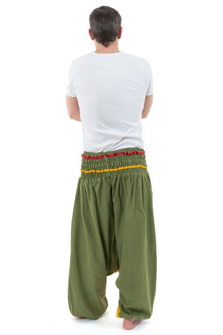 Sarouel elastique grande taille reggae babacool vert jaune rouge