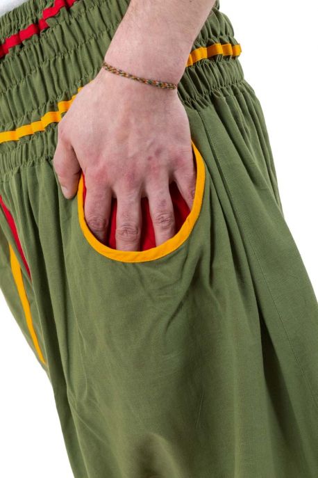 Sarouel elastique grande taille reggae babacool vert jaune rouge