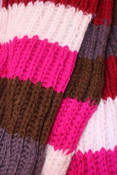 Echarpe poches moufles pure laine multicolore