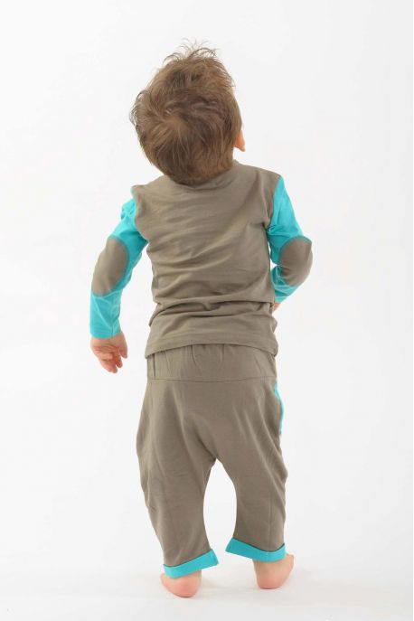 T-shirt enfant coton bio patchs coude poche manches long